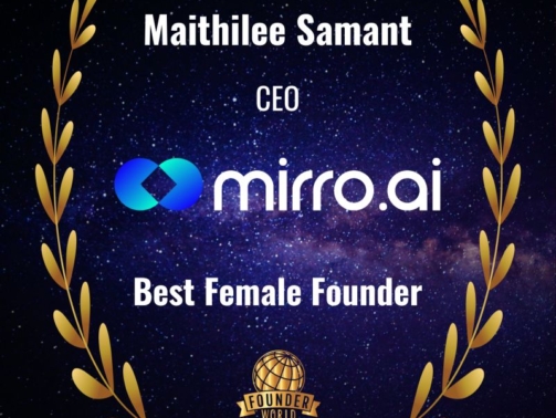 Best Female Founder, Founder World Maithilee Samant test.mirro.ai